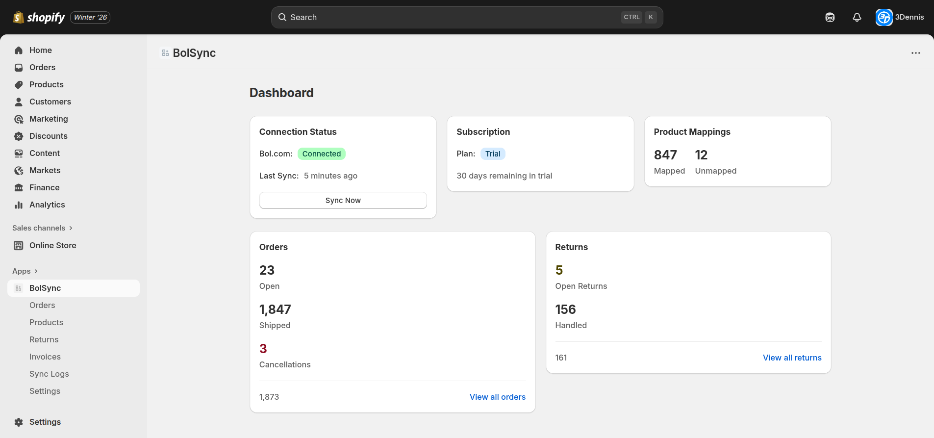 BolSync Dashboard
